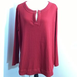 NWT RAFAELLA WOMAN 2XL RIO RED V-NECK TOP TUNIC GOLDEN CHAIN CASUAL